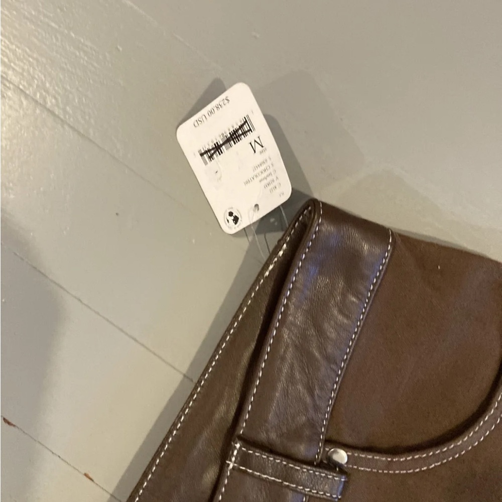 Free People Brown Understated Leather Chaps Jeans Western Size M NWT $238 - Picture 3 of 4